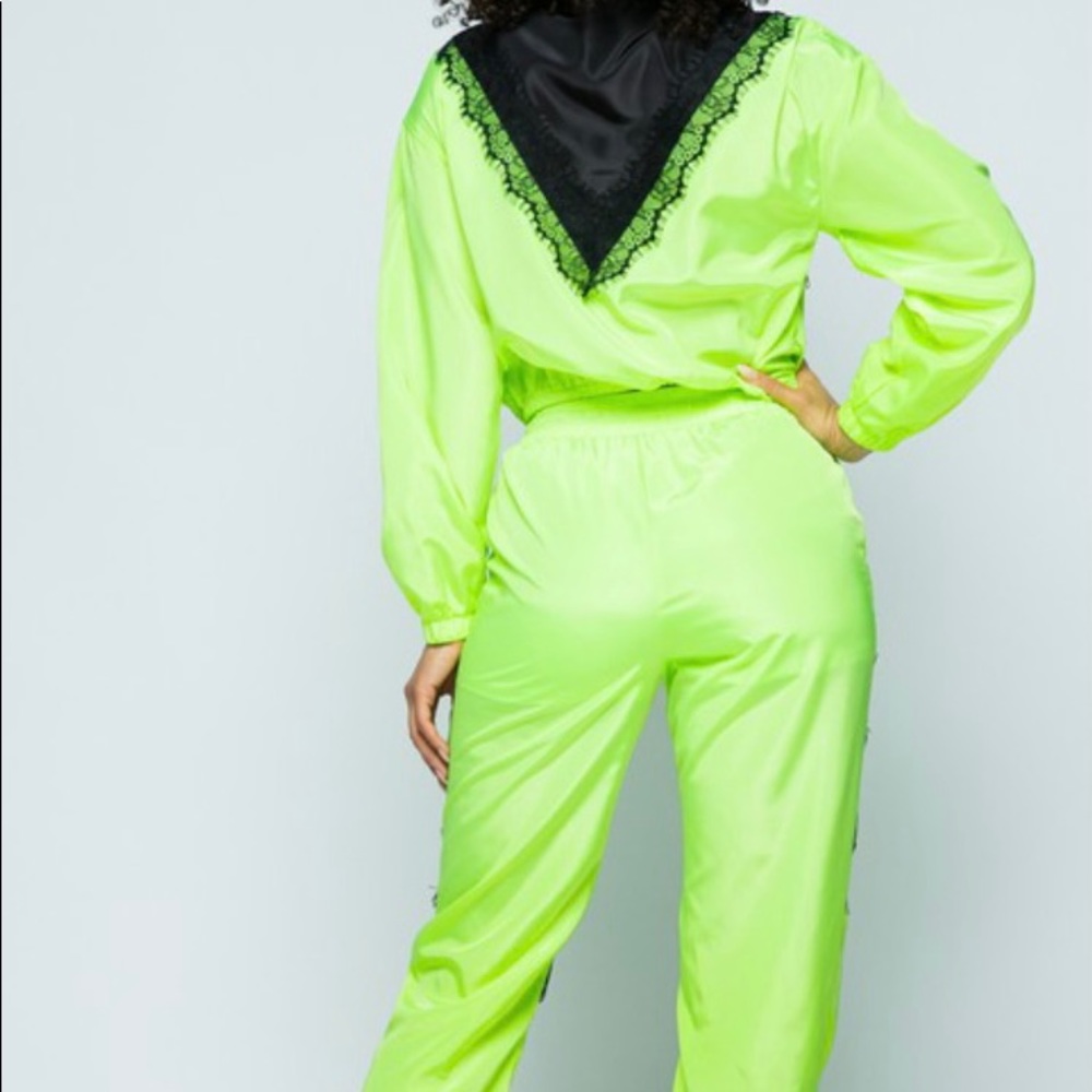 Womenswear neon two piece track suit